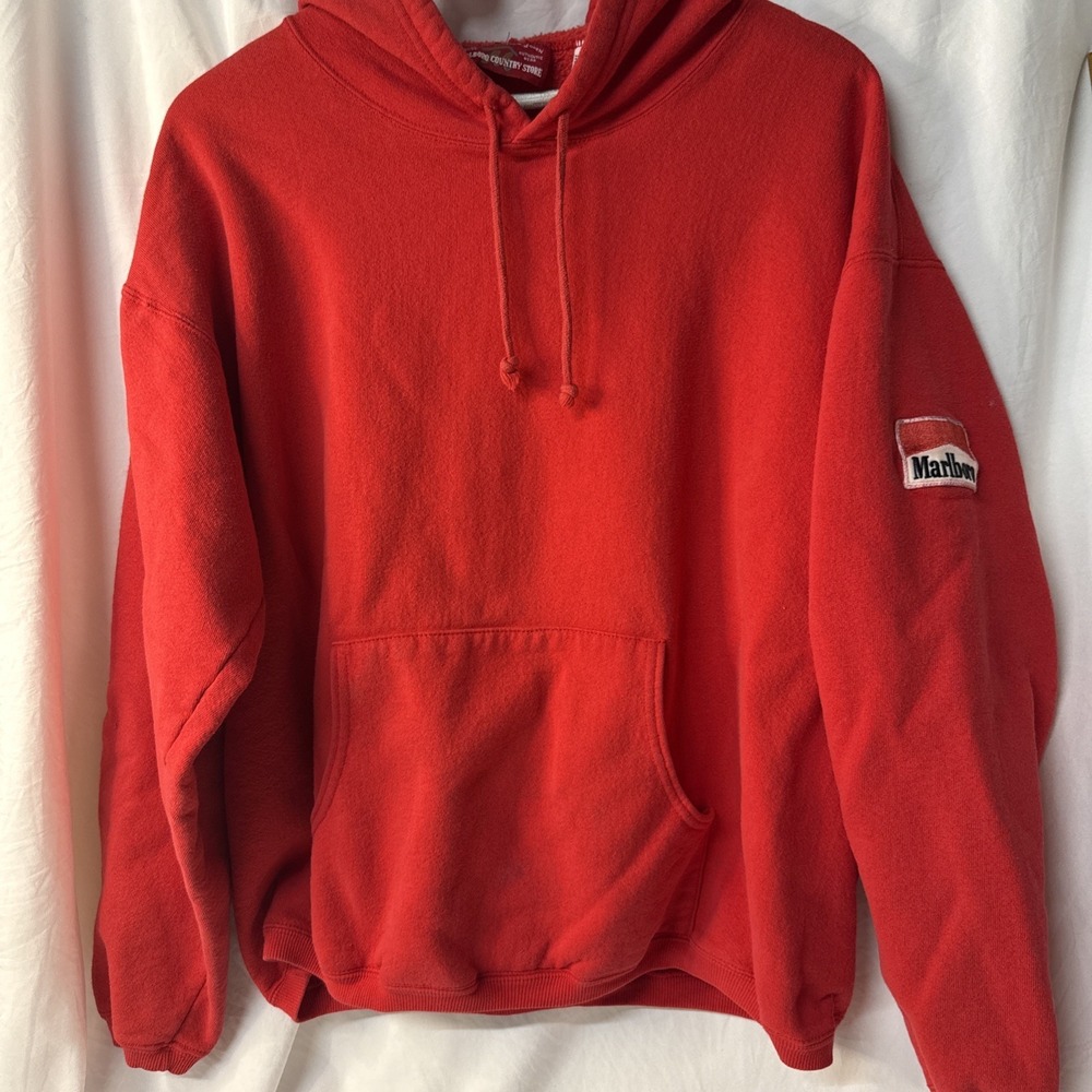Vintage Marlboro Country Store Hoodie Size XL Red Pullover 90s Distressed Rare